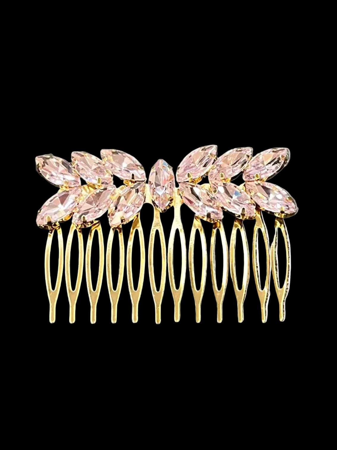 Pettinino Dorato Decorativo con Strass Cristallo Rosa Art/100