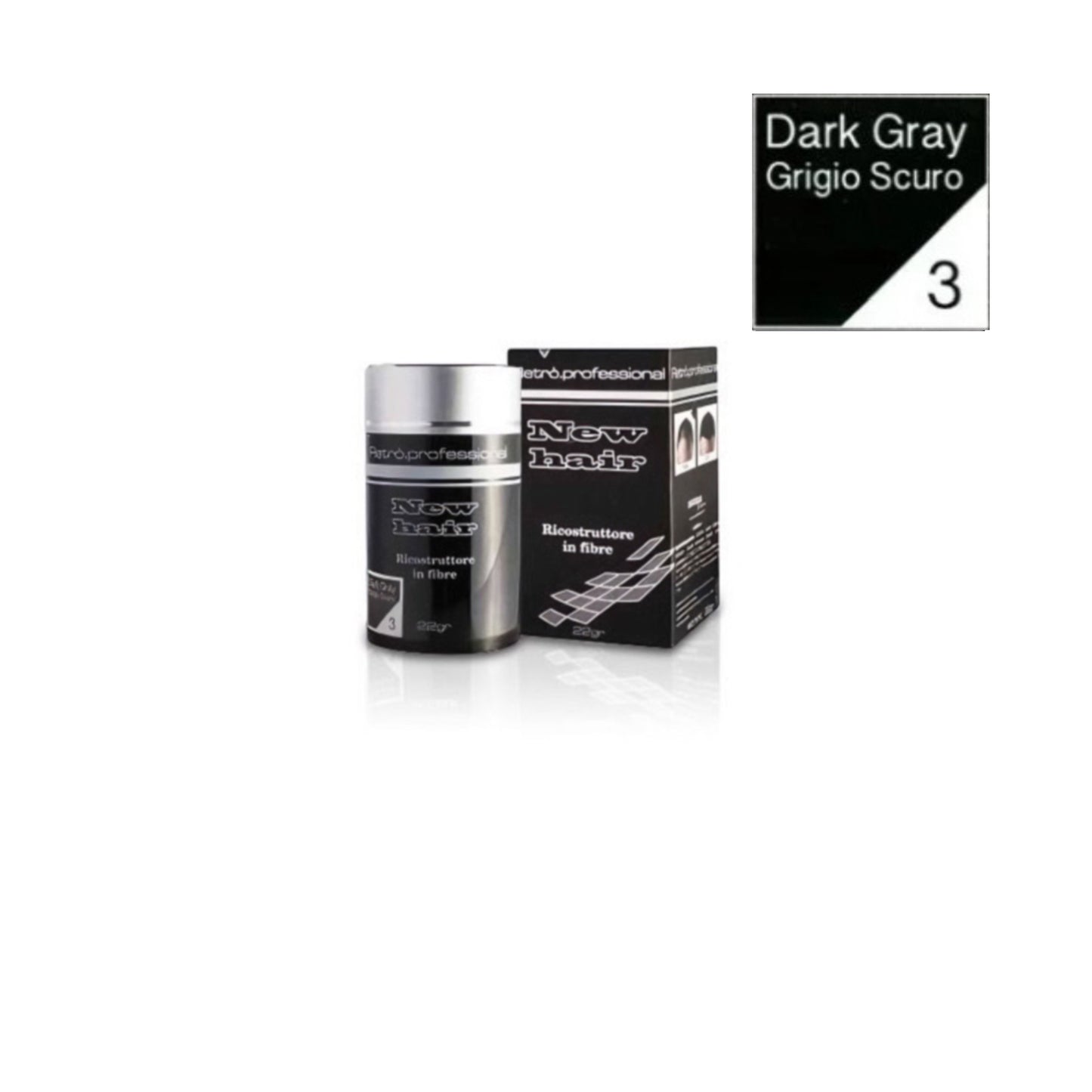 New Hair Fibra capillare in Polvere Ricostruttrice 22 G. - RETRO PROFESSIONAL grigio scuro