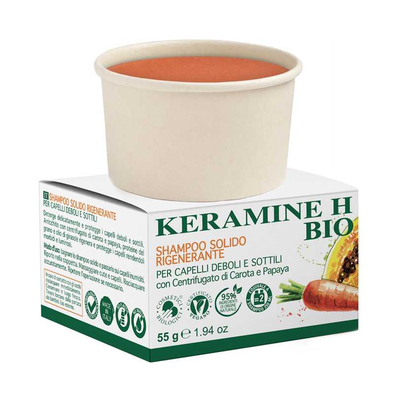Shampoo Solido Rigenerante Capelli Sottili con Carota e Papaya - KERAMINAH