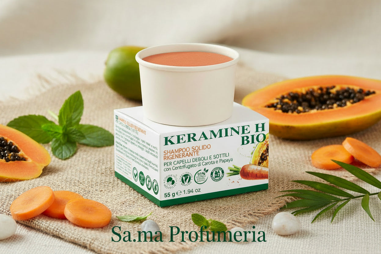 Shampoo Solido Rigenerante Capelli Sottili con Carota e Papaya - KERAMINAH