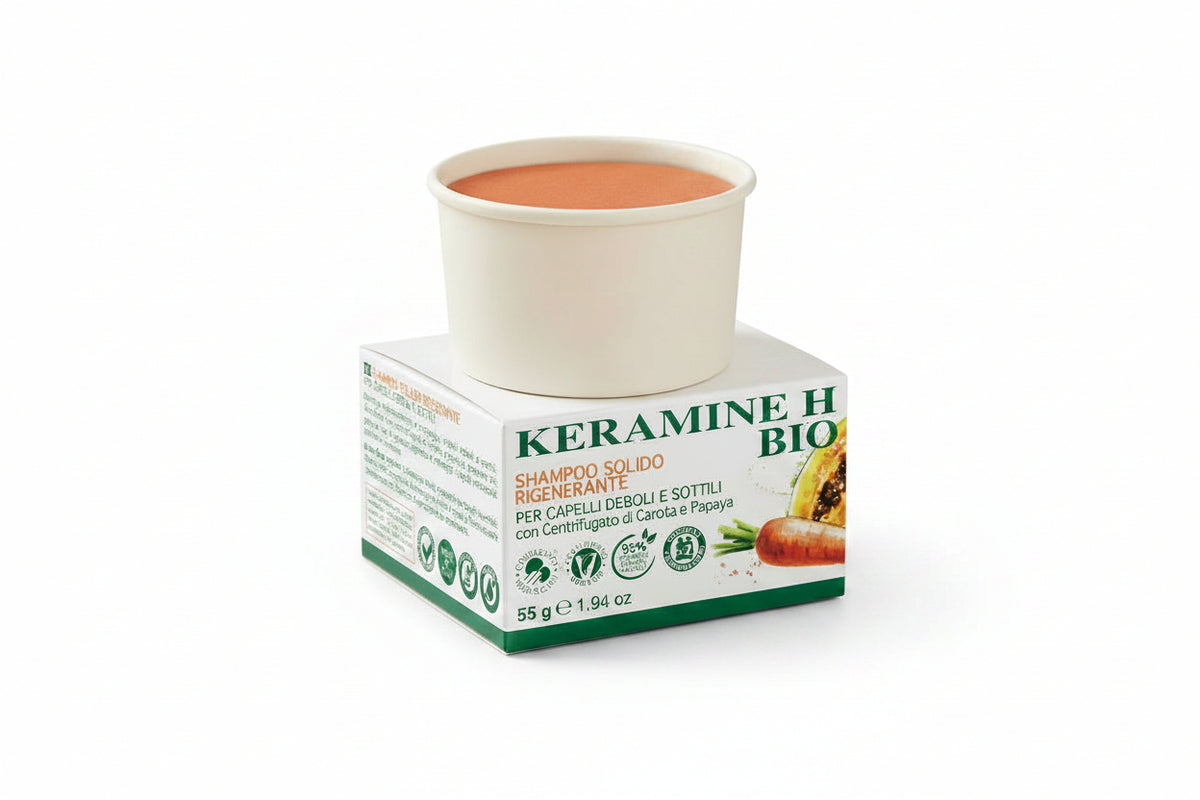Shampoo Solido Rigenerante Capelli Sottili con Carota e Papaya - KERAMINAH