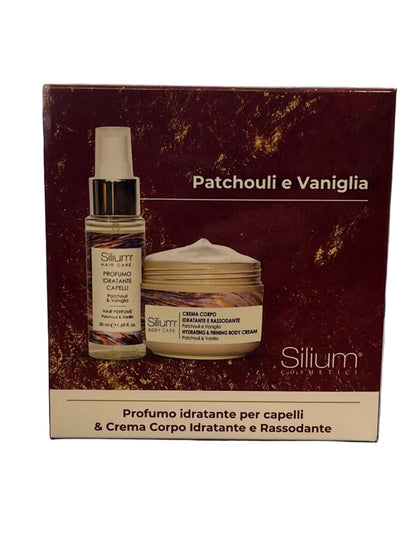 Crema Corpo 250 ml.Vaso + Profumo Capelli 50 ml. Patchouli e Vaniglia - SILIUM