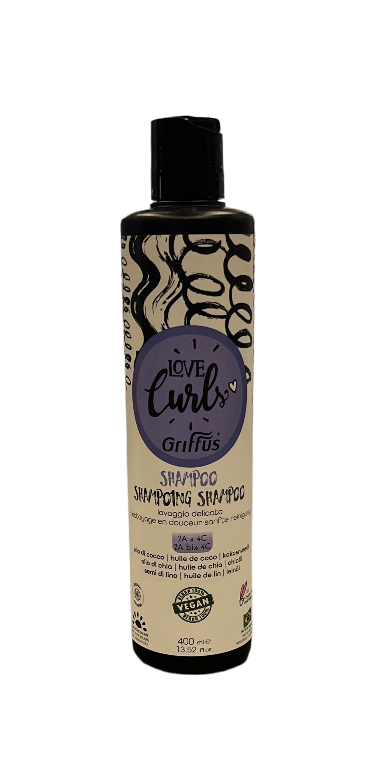 Shampoo Capelli Ricci con Olio Cocco - Olio di Chia - Semi Lino - GRIFFUS