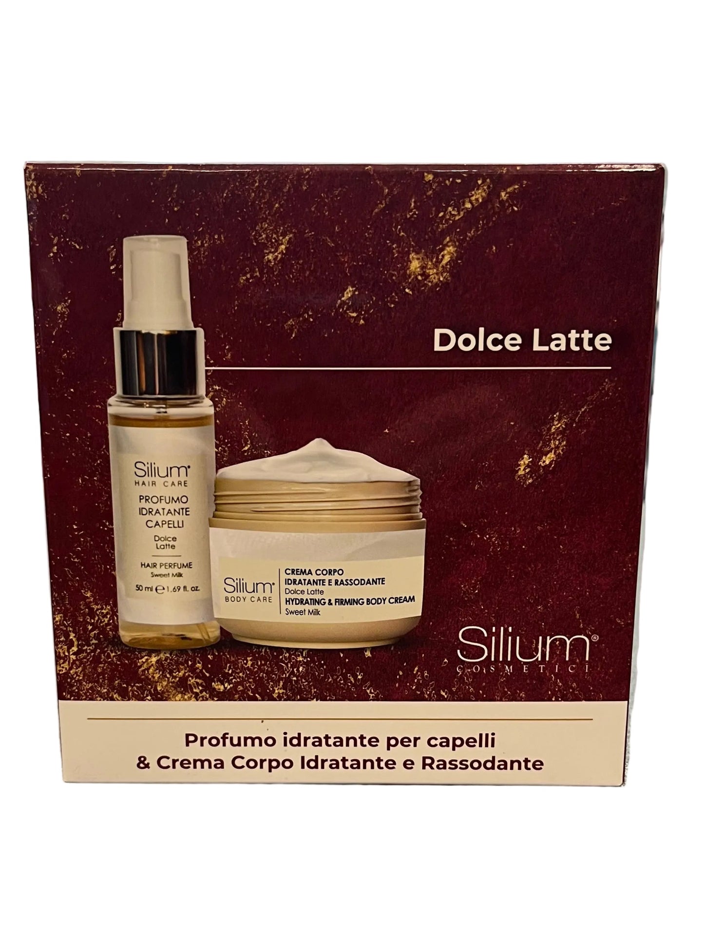 Crema Corpo 250 ml.Vaso + Profumo Capelli 50 ml. Dolce Latte - SILIUM