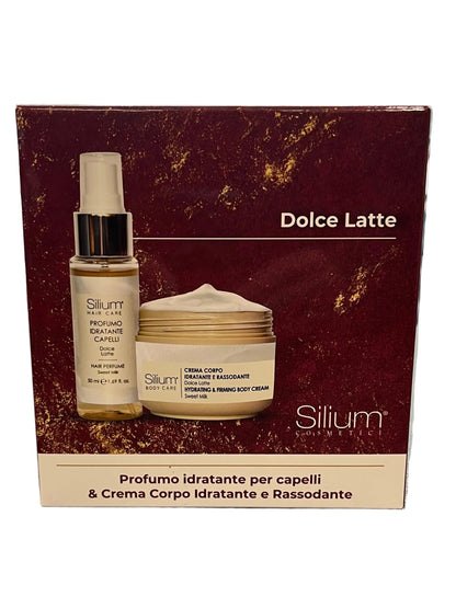 Crema Corpo 250 ml.Vaso + Profumo Capelli 50 ml. Dolce Latte - SILIUM