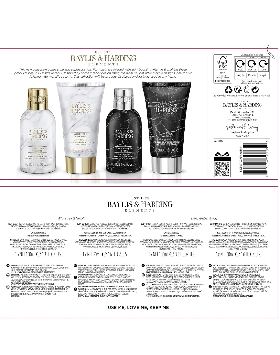 Set Regalo Luxury con Trattamenti per il Corpo e la Doccia Effetto Marmo Vegan Friendly - Baylis & Harding