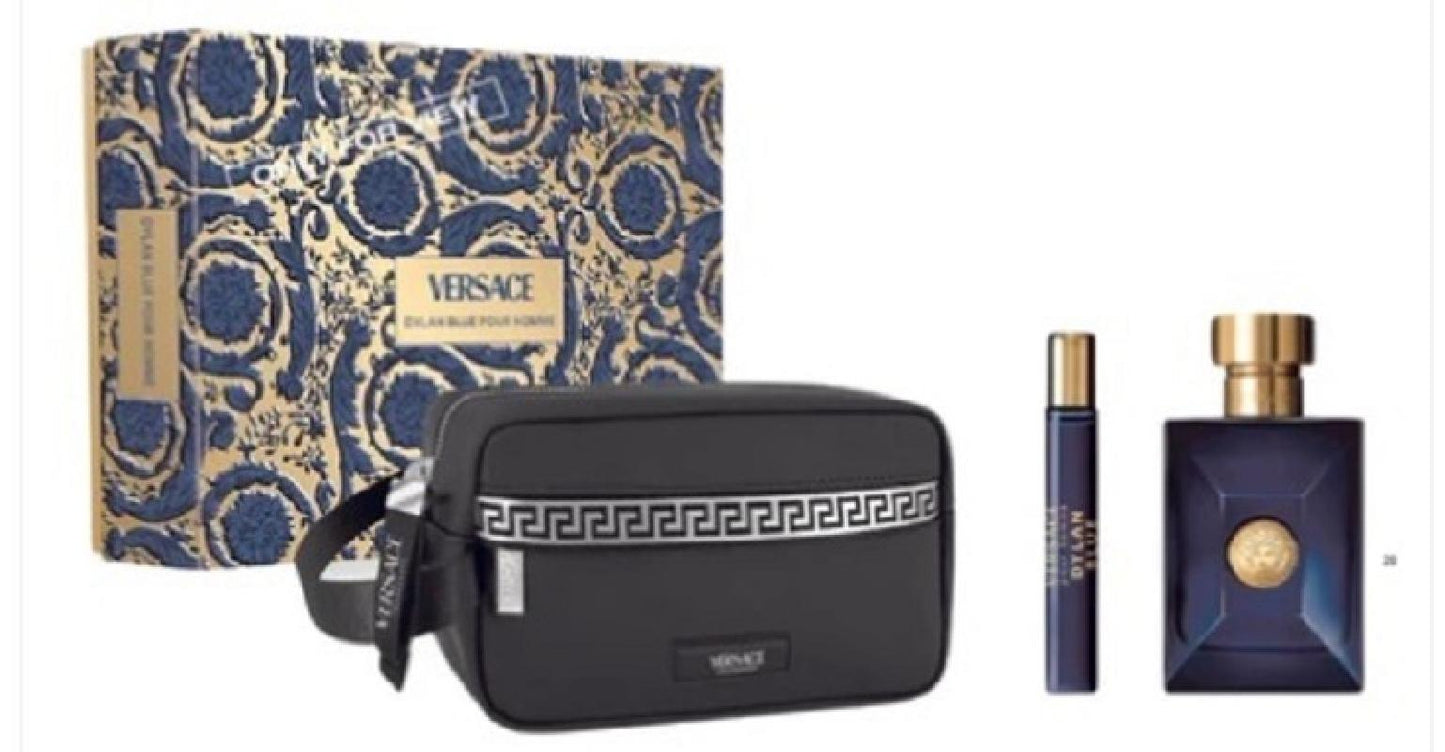 Dylan Blue Pour Homme Coffret Eau de Toilette 100ml+Eau de Toilette 10ml+Pochette -VERSACE