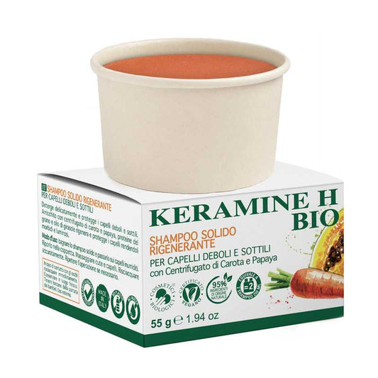 Shampoo Solido Rigenerante Capelli Sottili con Carota e Papaya - KERAMINAH