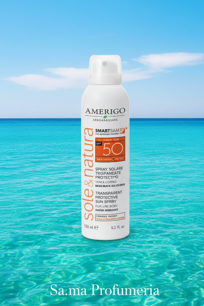 AMERIGO - Spray Solare Trasparente Protettivo SPF50 Viso/Corpo