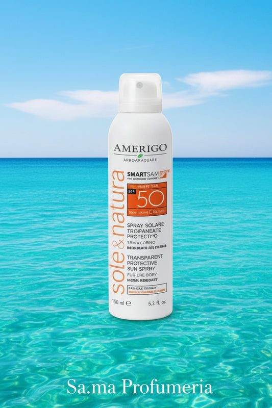 AMERIGO - Spray Solare Trasparente Protettivo SPF50 Viso/Corpo